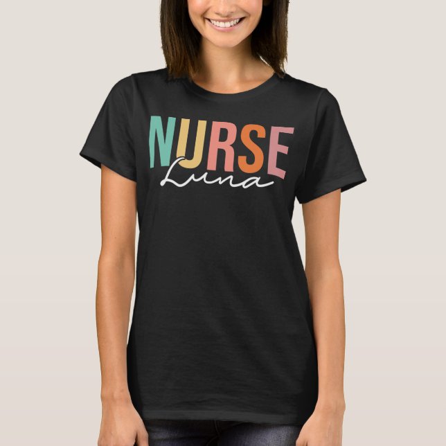 Luna Medical Stethoscope Doctor Nurse Custom Name T-Shirt (Front)