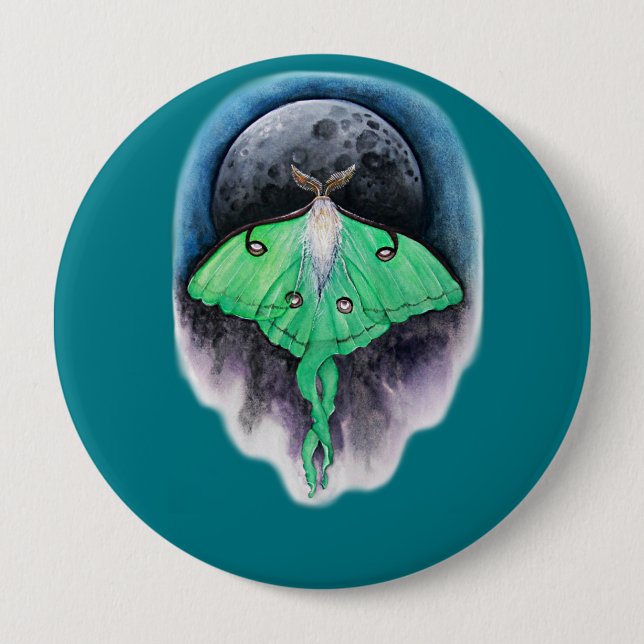 Luna Moon Moth 10 Cm Round Badge (Front)