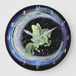 Luna Moonduster Moth Fairy Horse Large Clock