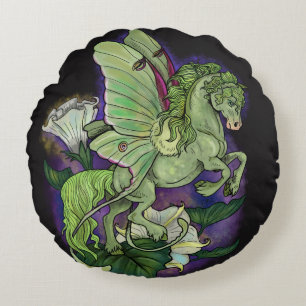 Luna Moonduster Moth Fairy Horse Round Pillow