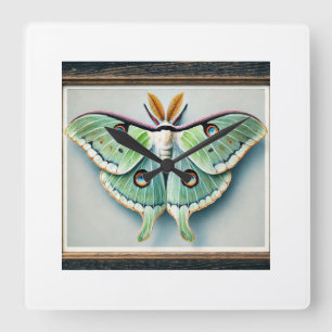 Luna moth 050824IREF205 - Watercolor Square Wall Clock