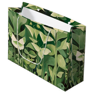 Luna Moth and flowers - Green and Cream Large Gift Bag