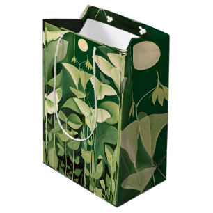 Luna Moth and flowers - Green and Cream Medium Gift Bag