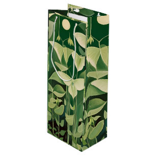 Luna Moth and flowers - Green and Cream Wine Gift Bag