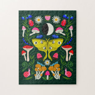 Luna Moth and Moon Illustration Jigsaw Puzzle