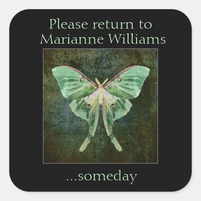 Luna Moth Book Name Plate Sticker (Front)