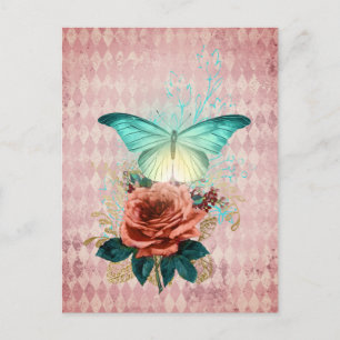 Luna Moth Bouquet Collage Postcard