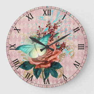 Luna Moth Bouquet Large Clock