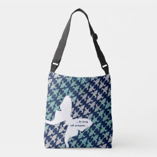 Luna Moth Buffalo Plaid Damask Mint Midnight Blue Crossbody Bag