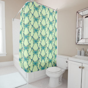 Luna moth butterfly insect blue green shower curtain