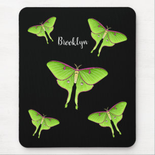 Luna Moth cartoon illustration Mouse Mat