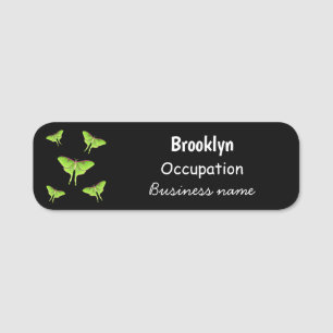 Luna Moth cartoon illustration Name Tag