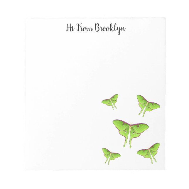 Luna Moth cartoon illustration  Notepad (Front)
