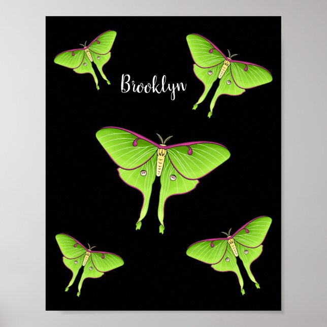 Luna Moth cartoon illustration  Poster (Front)