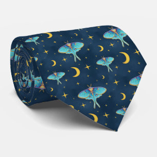 Luna Moth Celestial Moons & Stars Navy  Tie