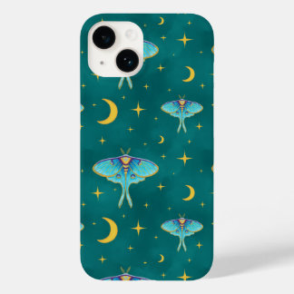 Luna Moth Celestial Moons & Stars Teal Case-Mate iPhone 14 Case