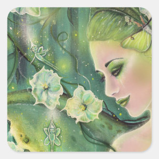 Luna moth fairy art by Renee Lavoie Square Sticker
