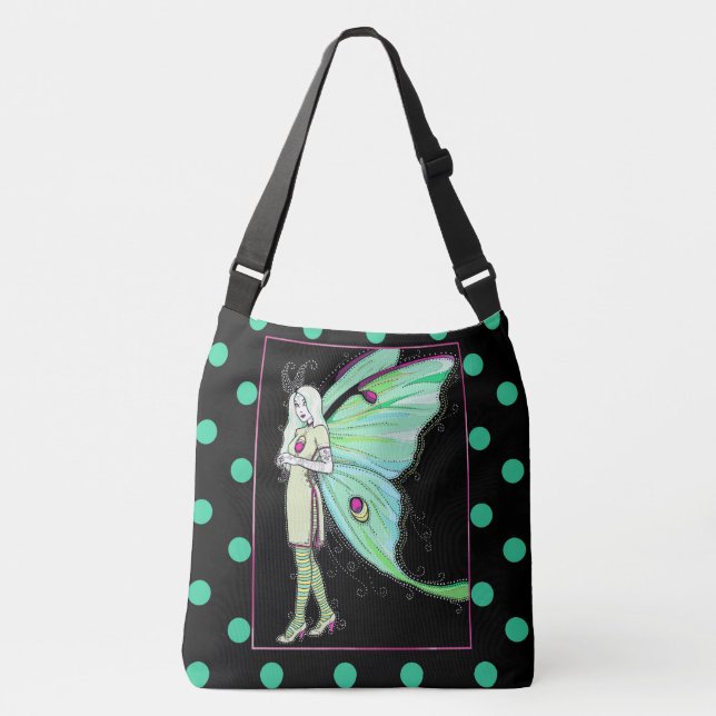 Luna moth fairy polka dot cross body bag (Front)