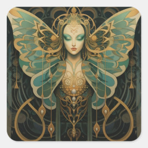 Luna moth goddess square sticker