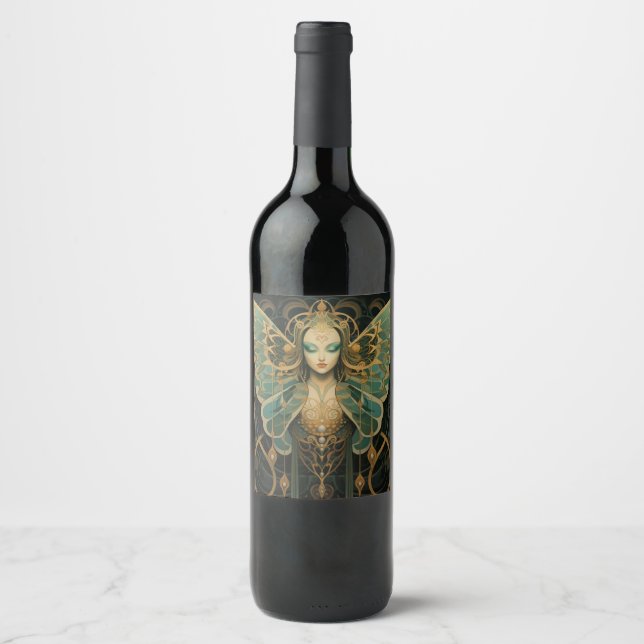 Luna moth goddess wine label (Front)