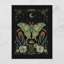 luna Moth Gothic Watercolor Art