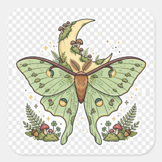 Luna Moth Moon Goblincore Aesthetic Sticker