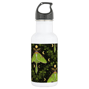Luna moth, moon phases and ivy damask 2 532 ml water bottle