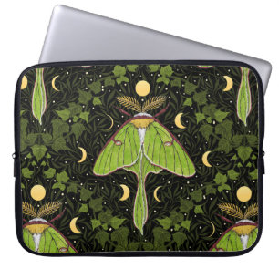 Luna moth, moon phases and ivy damask 2 laptop sleeve