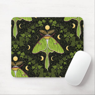 Luna moth, moon phases and ivy damask 2 mouse mat