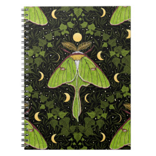 Luna moth, moon phases and ivy damask 2 notebook
