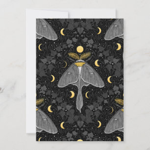 Luna moth, moon phases and ivy damask pattern