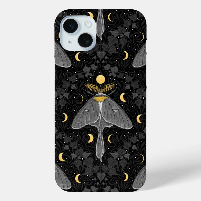 Luna moth, moon phases and ivy damask pattern Case-Mate iPhone case (Back)