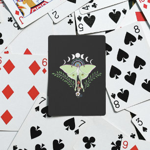 Luna Moth Moon Phases Black Playing Cards