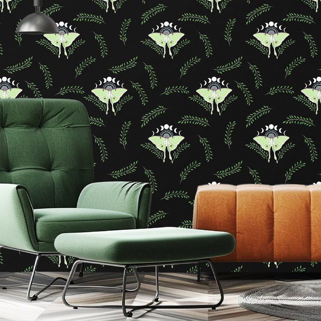 Luna Moth Moon Phases Black Wallpaper (Creator Uploaded)
