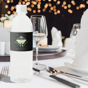 Luna Moth Moon Phases Water Bottle Label