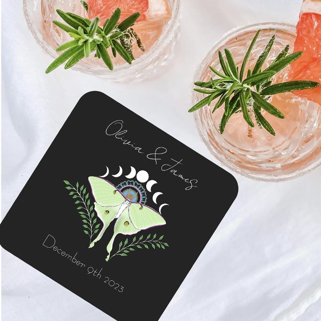 Luna Moth Moth Phases Square Paper Coaster (Creator Uploaded)
