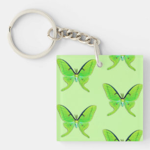 Luna moth on a pale green background key ring