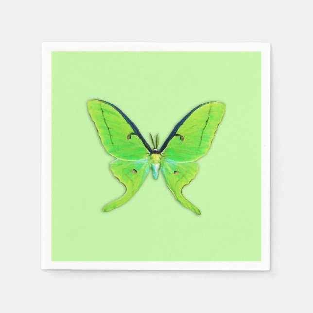 Luna moth on a pale green background napkin (Front)