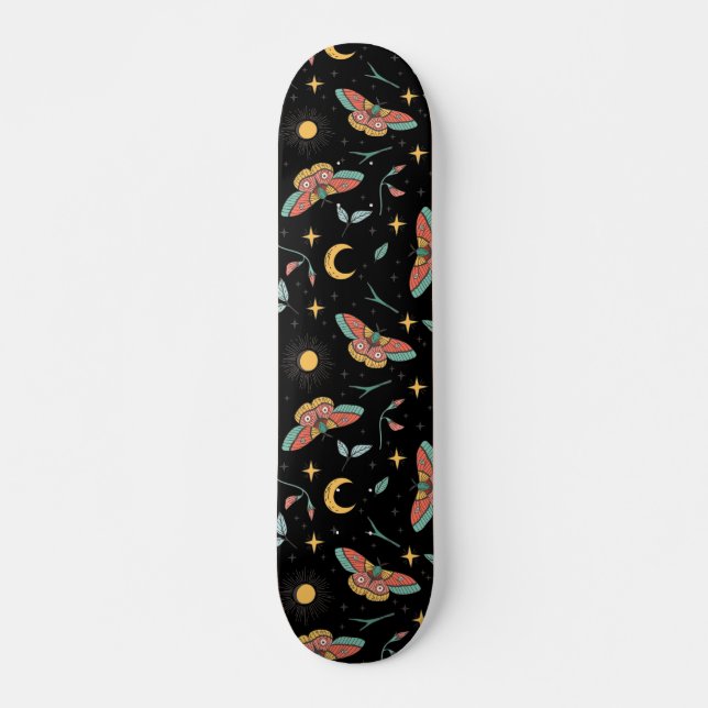 Luna Moth Pattern Skateboard (Front)