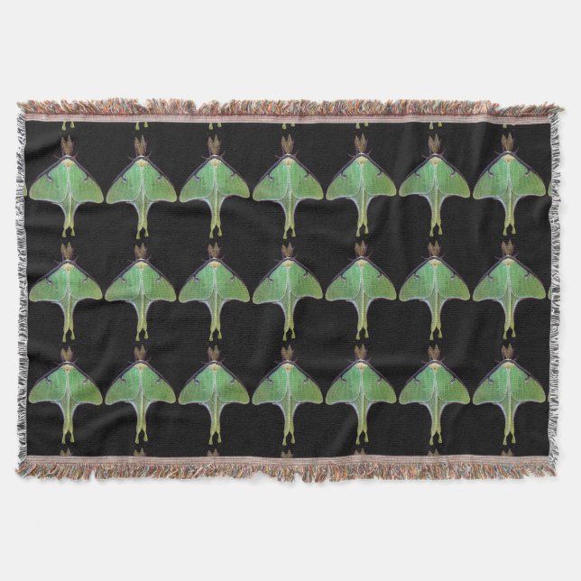 Luna Moth Throw Blanket (Front)