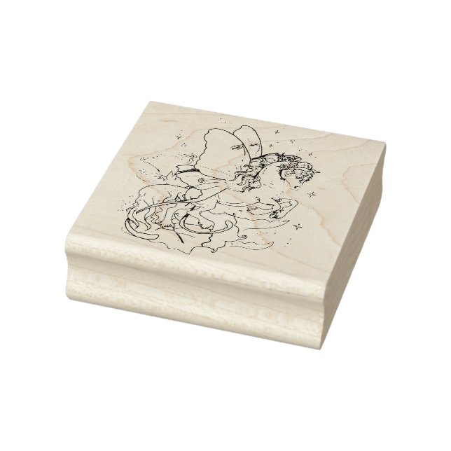 Luna moth winged Fairy Horse Rubber Stamp (Stamp)