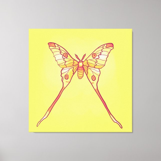 Luna Moth Yellow Orange Witchy Magical Insect Canvas Print (Front)