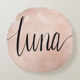 Luna Name Hand Lettered Round Pillow