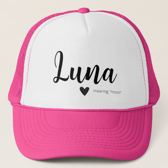 Luna Name Meaning Minimal Modern Script Cap Girl (Front)