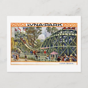 Luna Park Roller Coaster, Vienna, Austria Vintage Postcard
