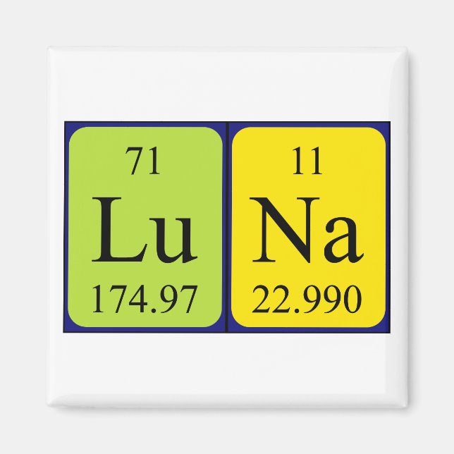 Luna periodic table name magnet (Front)