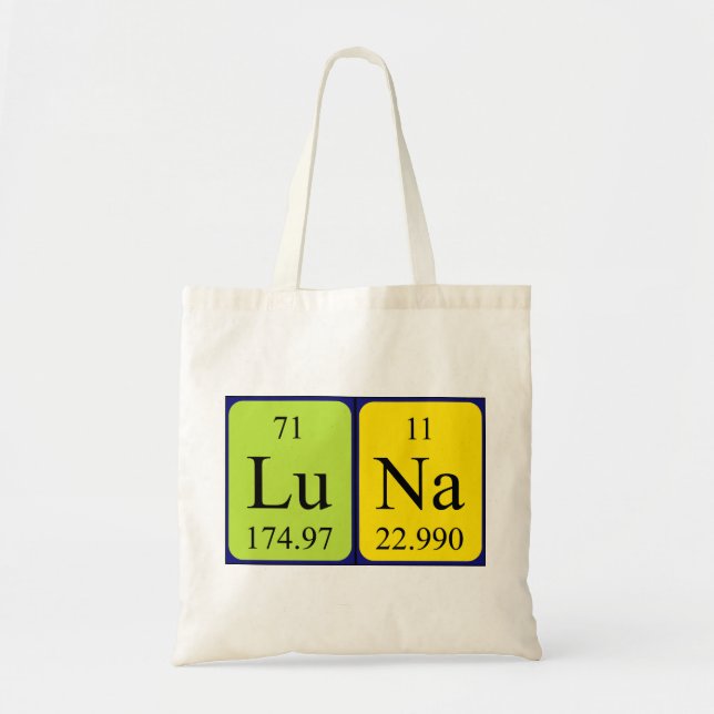 Luna periodic table name tote bag (Front)