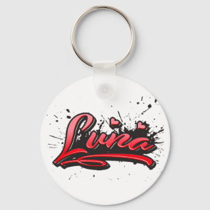 Luna red Heart Graffiti Schlüsselanhänger Key Ring