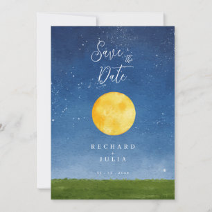 LUNA Save The Date Invitation / Watercolor Moon