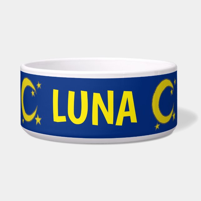 LUNA the Dog Blue Yellow Moon Stars Night Sky (Front)
